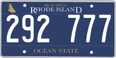RI license plate 292777