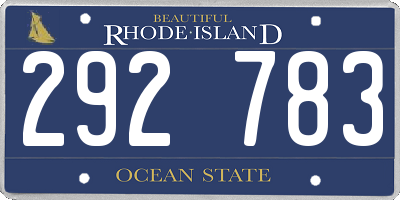 RI license plate 292783