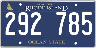 RI license plate 292785
