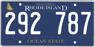 RI license plate 292787