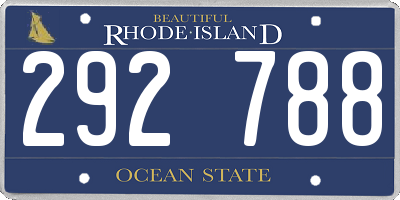RI license plate 292788