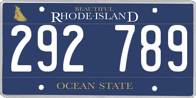 RI license plate 292789