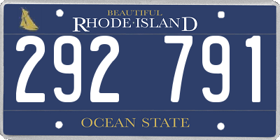 RI license plate 292791
