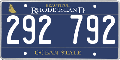 RI license plate 292792