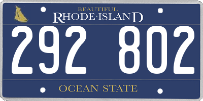RI license plate 292802