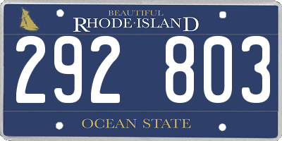 RI license plate 292803