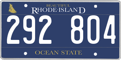 RI license plate 292804