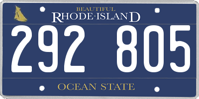 RI license plate 292805