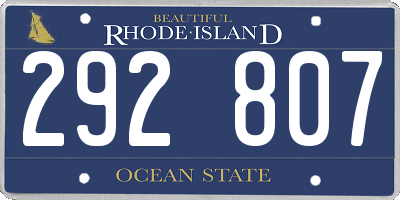 RI license plate 292807