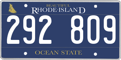 RI license plate 292809