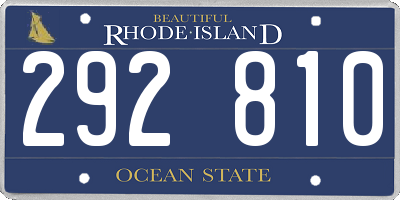 RI license plate 292810
