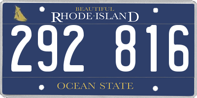 RI license plate 292816