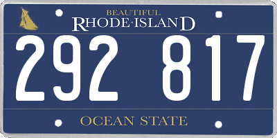 RI license plate 292817