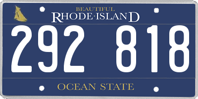 RI license plate 292818