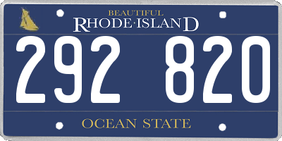 RI license plate 292820