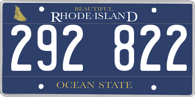 RI license plate 292822