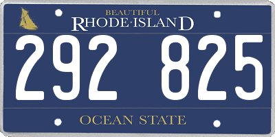 RI license plate 292825