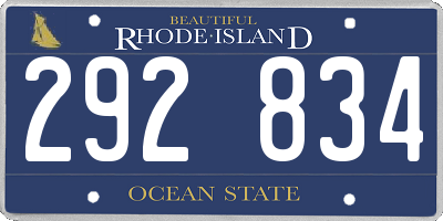 RI license plate 292834