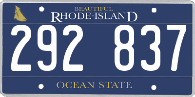 RI license plate 292837