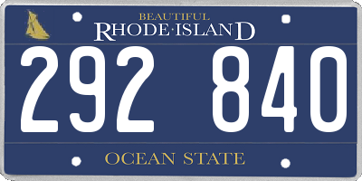 RI license plate 292840