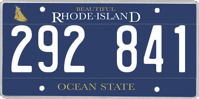 RI license plate 292841