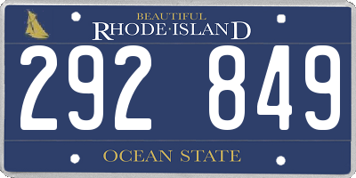 RI license plate 292849