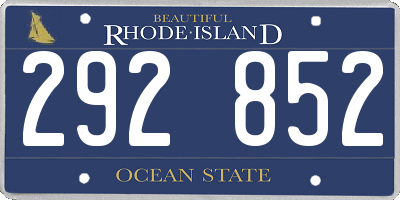 RI license plate 292852