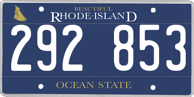 RI license plate 292853