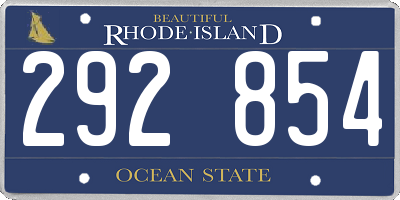 RI license plate 292854