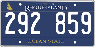 RI license plate 292859