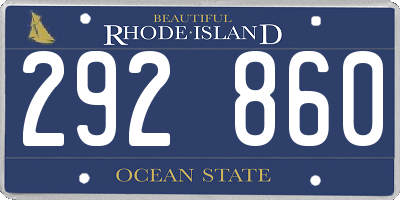 RI license plate 292860