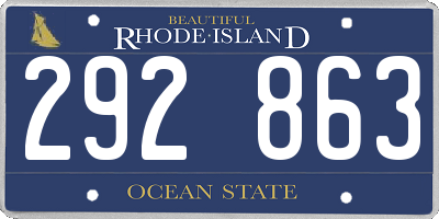 RI license plate 292863