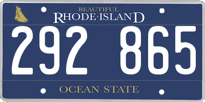 RI license plate 292865