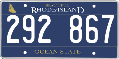 RI license plate 292867