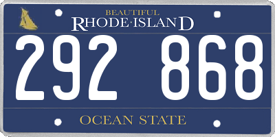 RI license plate 292868