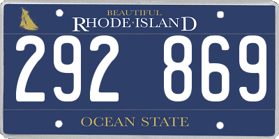 RI license plate 292869