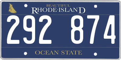 RI license plate 292874