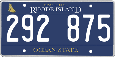 RI license plate 292875