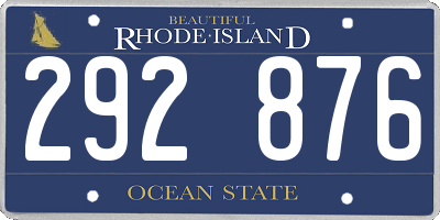 RI license plate 292876