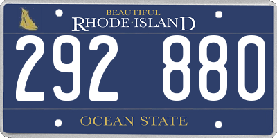 RI license plate 292880