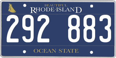 RI license plate 292883
