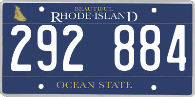 RI license plate 292884