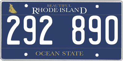 RI license plate 292890
