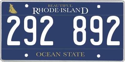 RI license plate 292892