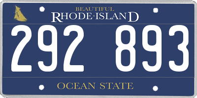 RI license plate 292893