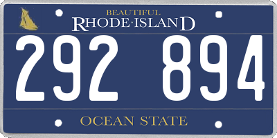 RI license plate 292894