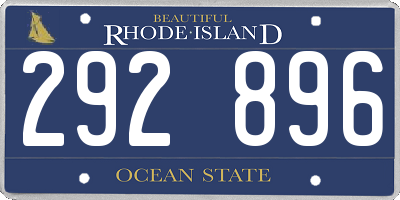 RI license plate 292896