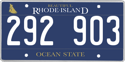 RI license plate 292903