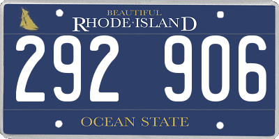 RI license plate 292906
