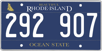 RI license plate 292907